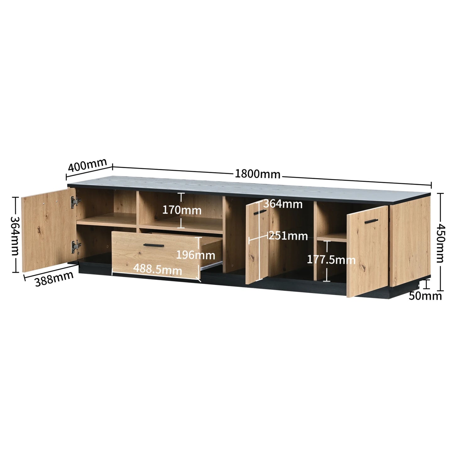Houten TV-meubel - Lichtbruin - 160x40x60cm