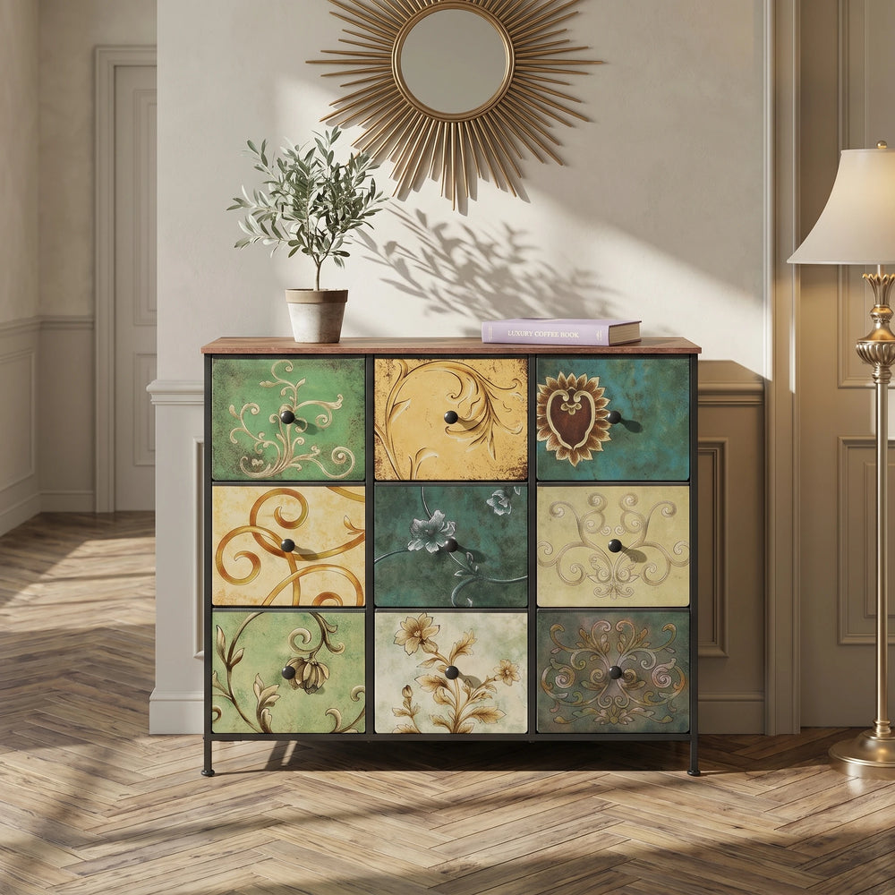 Kunstleer Kast - 9 Laden - Hout - Metaal