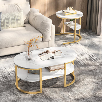 Salon Tafel - Set van 2 - Zwart & Wit