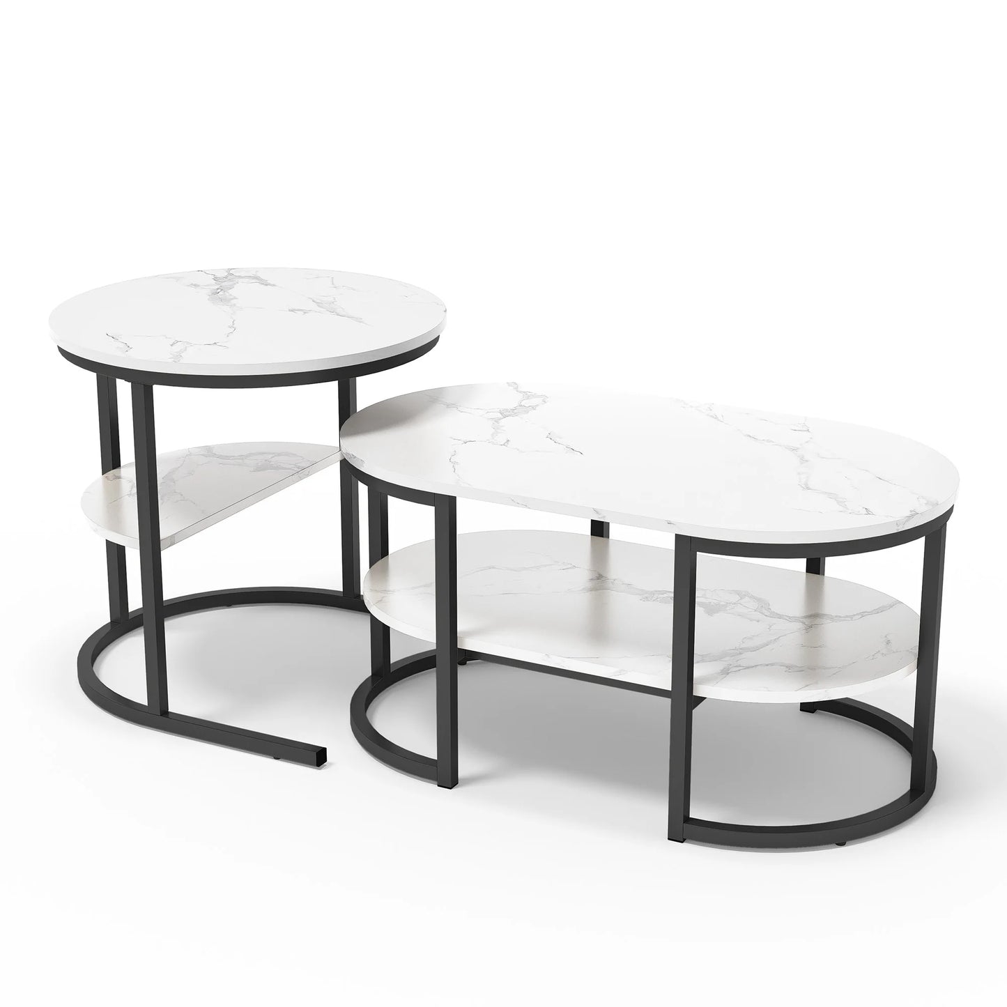 Salon Tafel - Set van 2 - Zwart & Wit