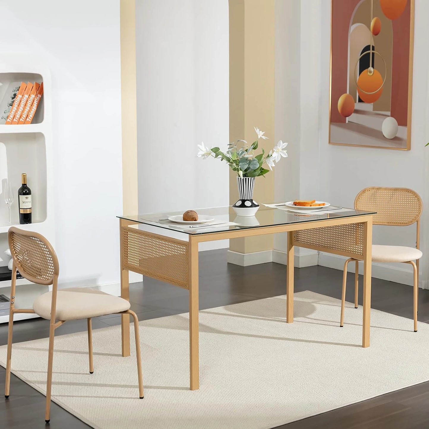 Eetkamerstoelen - Set van 2 - Houten Frame - Gewatteerde zitting