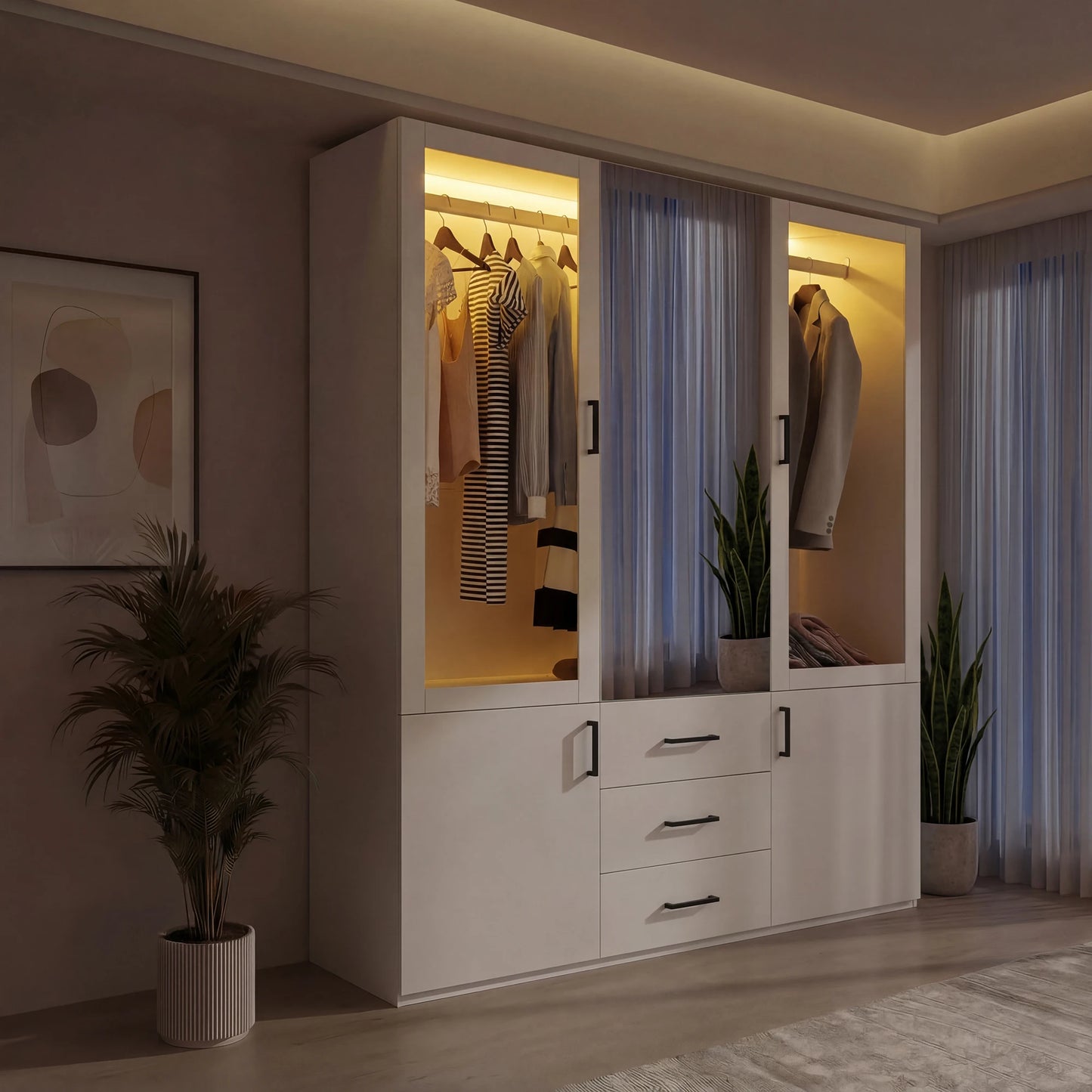 Houten Kast - 3 Ontwerpen - 53x10x60cm, Wit