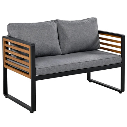 8-persoons patio lounge set - 4 Stoelen - 2 Banken - 2 Bijzettafels - Grijs