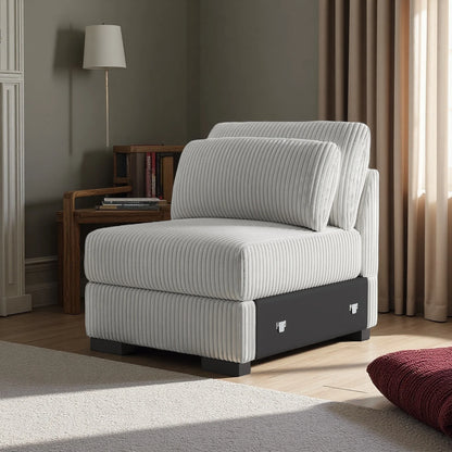 Corduroy Bank - Zwart & Grijs - 74x34.6x33.5cm