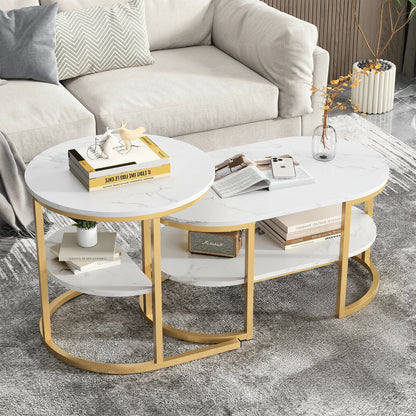 Salon Tafel - Set van 2 - Zwart & Wit