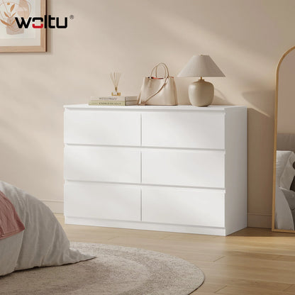 WOLTU Bedroom Chest of Drawers with 6 Drawers 100x69x36cm Storage Cabinet White Sideboard Dresser for Living Room Hallway