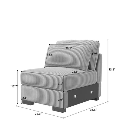Corduroy Bank - Zwart & Grijs - 74x34.6x33.5cm