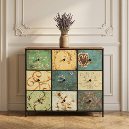 Kunstleer Kast - 9 Laden - Hout - Metaal