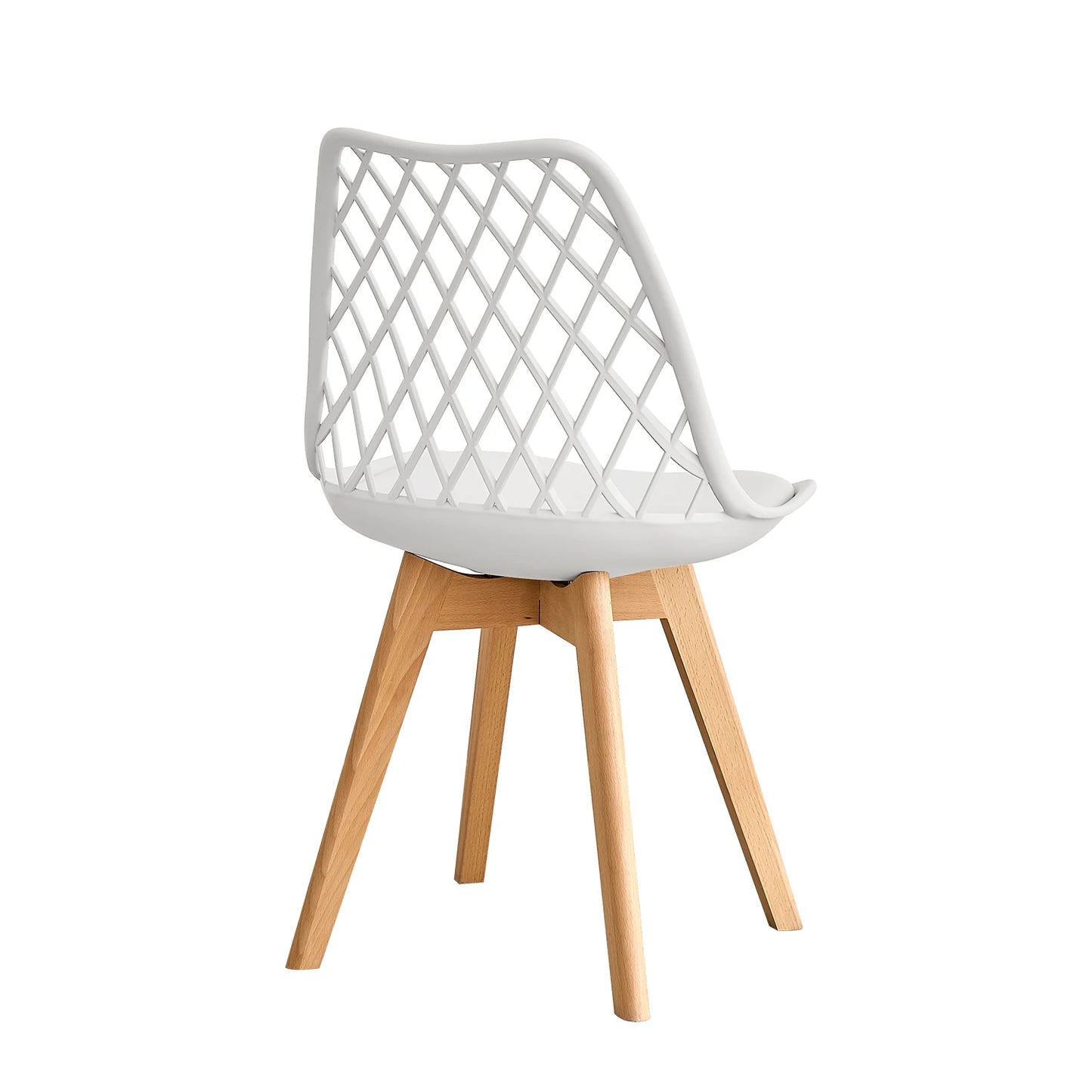 Set of 4 / 6 Nordic Style Dining Chairs, Mesh Back, Solid Wood Legs, Leather Upholstery Chair, White/Black/Beige