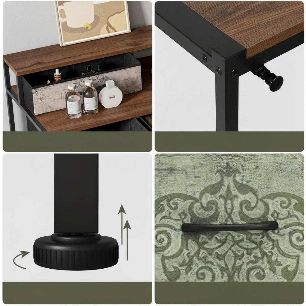 Houten Bohemian-Stijl Kast - 4 lades - 53x10x60cm, Wit