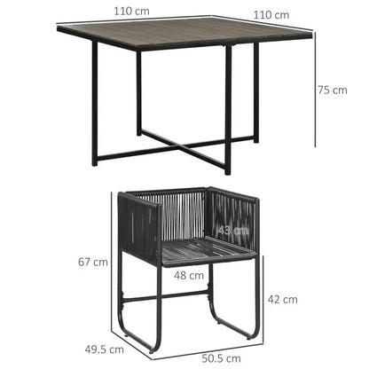 4-persoons Tuinset - 5 delig - Zwart/Grijs