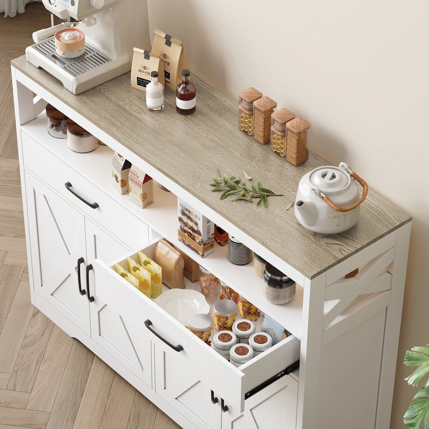 Dressoir - 2 Lades & 2 Deuren - Wit - Opbergruimte