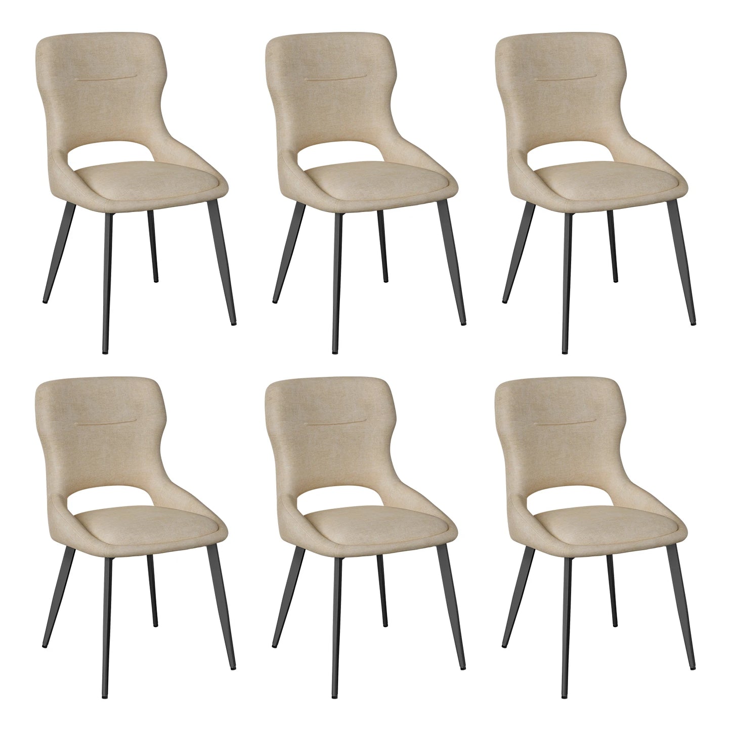 WOLTU 6PCS/SET Kitchen Chairs Dining Chairs Hollow High Back Dining Chair Chenille Upholstered Seat Metal Legs for Living Room