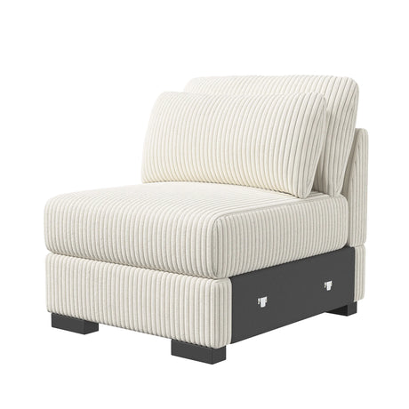Beige Corduroy Bank - Eénzits Sofa