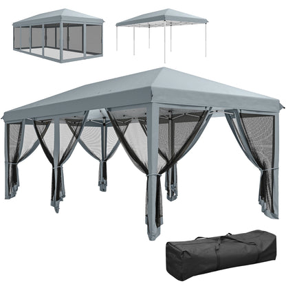 Pop-up tuinoverkapping - 6x3 m - Muggennetten - Zwart