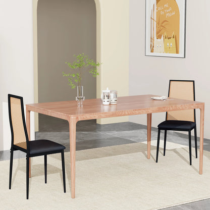 Kunstleer Eetkamerstoelen - Set van 2 - Zwart & Natuurlijk Hout