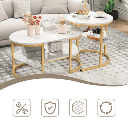 Salon Tafel - Set van 2 - Zwart & Wit
