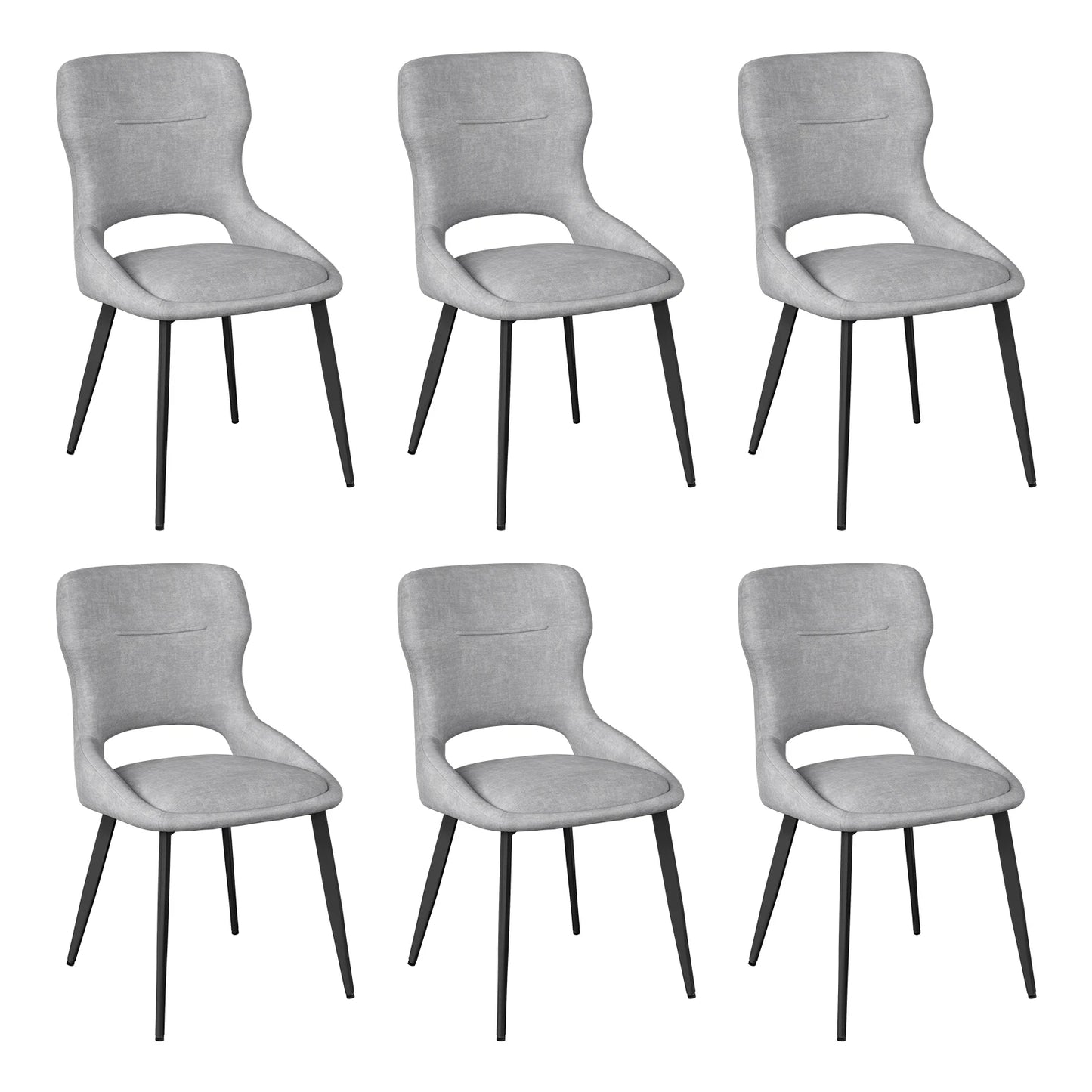 WOLTU 6PCS/SET Kitchen Chairs Dining Chairs Hollow High Back Dining Chair Chenille Upholstered Seat Metal Legs for Living Room