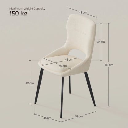 WOLTU 6PCS/SET Kitchen Chairs Dining Chairs Hollow High Back Dining Chair Chenille Upholstered Seat Metal Legs for Living Room