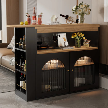 Houten Bartafel - Met Opslagruimte - Zwart