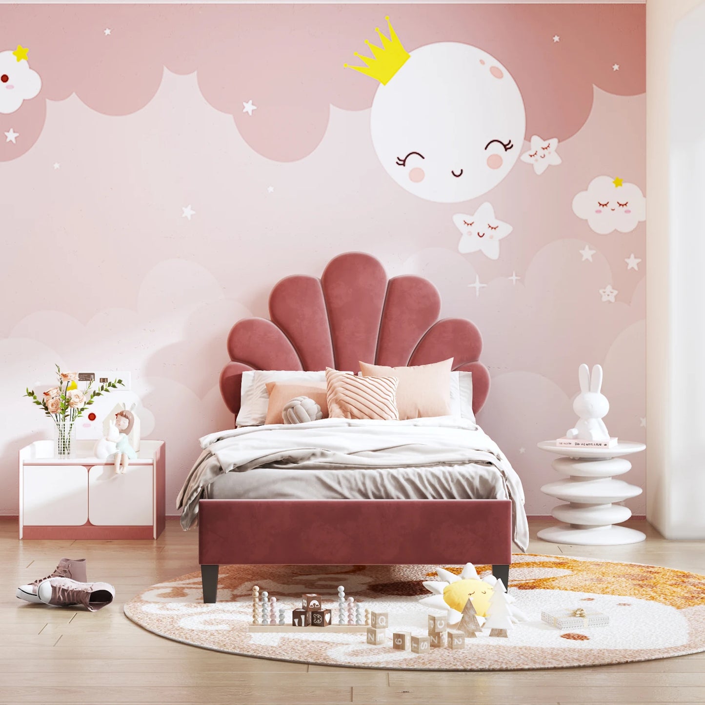 Bedframe - met Bloemmotief - lattenbodem - Gastbed