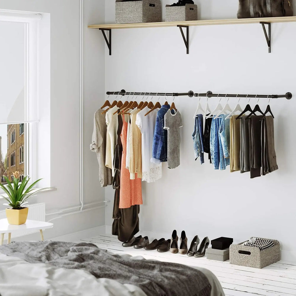 SONGMICS Wall-mounted dresses Racks 2 Set Wall-Saving Wardrobe Racks