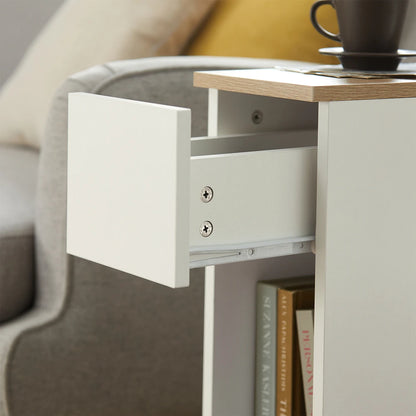 SoBuy FBT111x2 bedside table 2-piece set with drawer for box spring bed, sofa table, 2 narrow side tables, nightstand