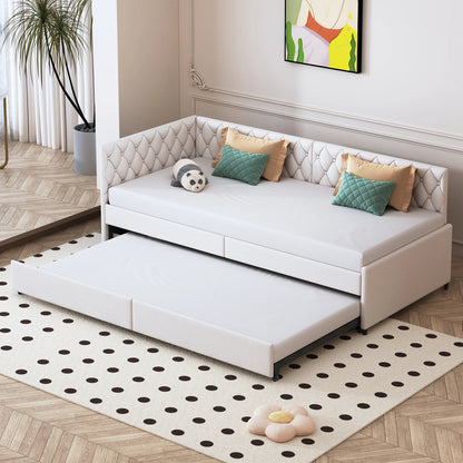Velveten Extensieve Bankstel - 90x200cm - Grijs/Wit - 12cm Mattras