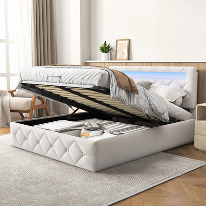 Verstelbare Bedframe met Lichtstrips en Pneumatische Bar - 140x200cm, 160x200cm