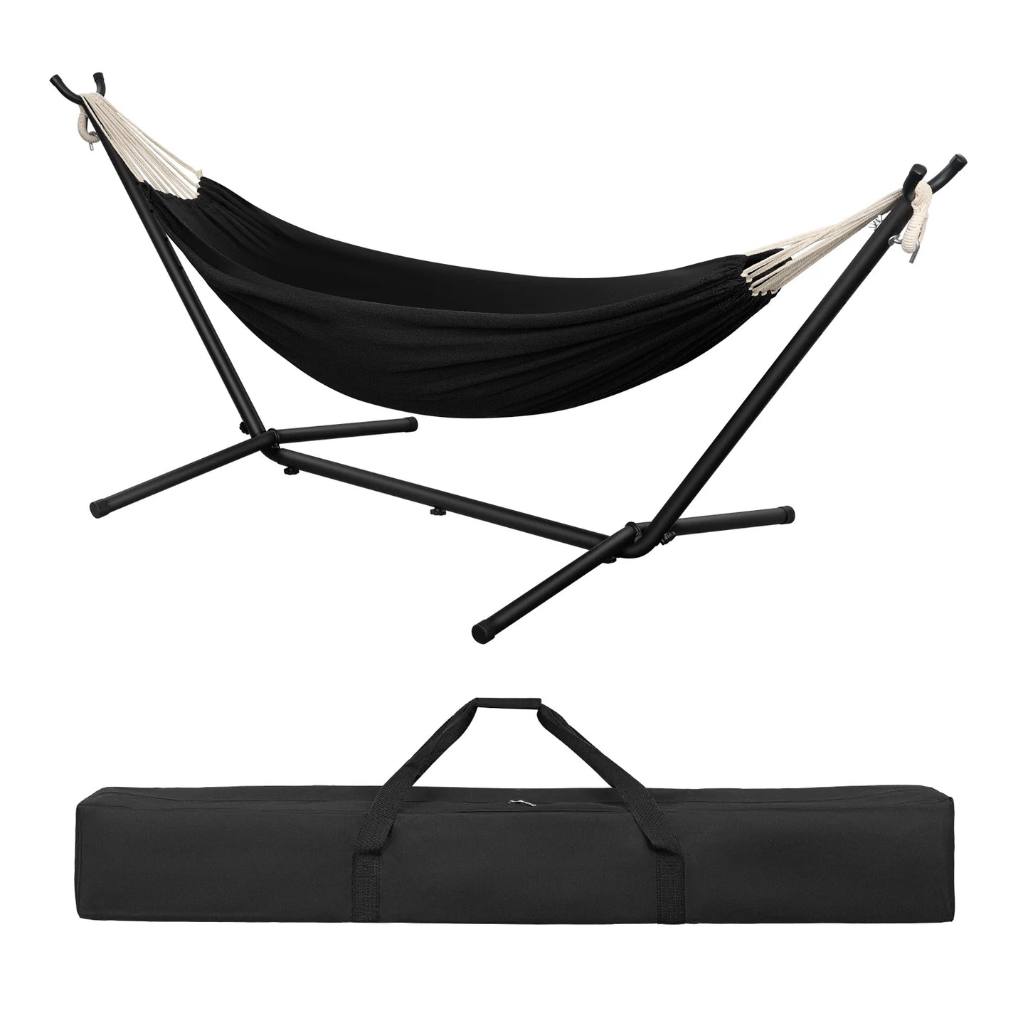 EUGAD Portable Double Hammock with Heavy Duty Stand 250kg Capacity 2 Person Outdoor Hanging Swing Bed for Camping Garden 280x106x100cm