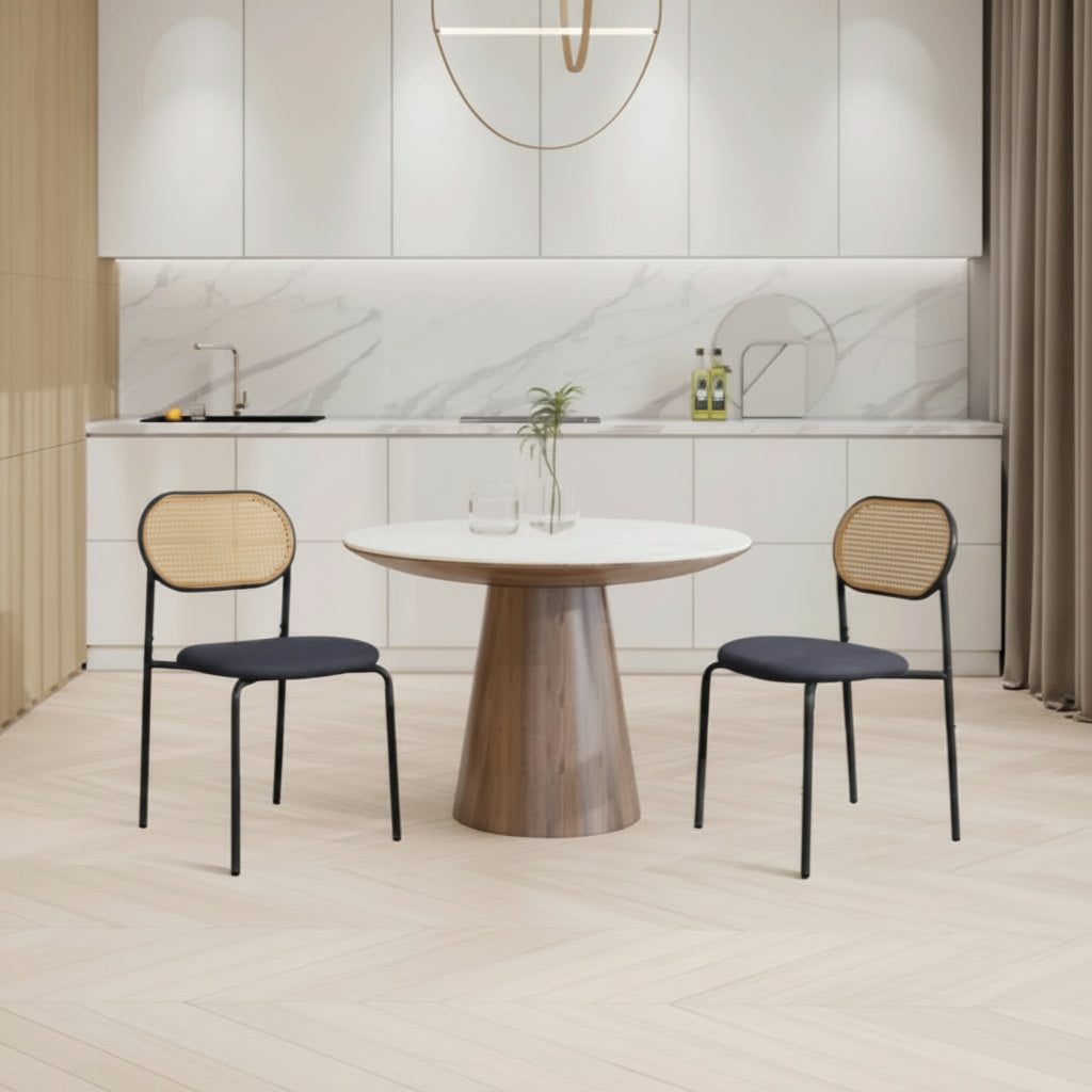 Eetkamerstoelen - Set van 2 - Houten Frame - Gewatteerde zitting