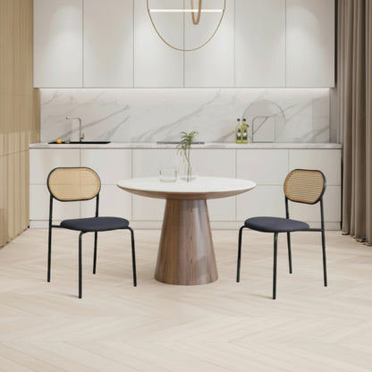 Eetkamerstoelen - Set van 2 - Houten Frame - Gewatteerde zitting