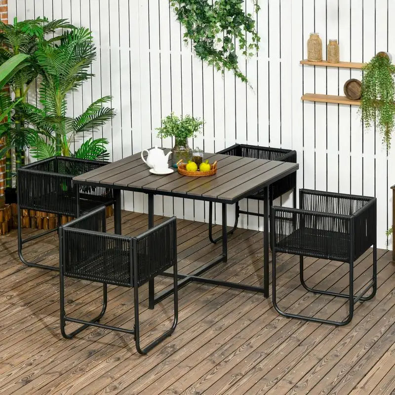 4-persoons Tuinset - 5 delig - Zwart/Grijs