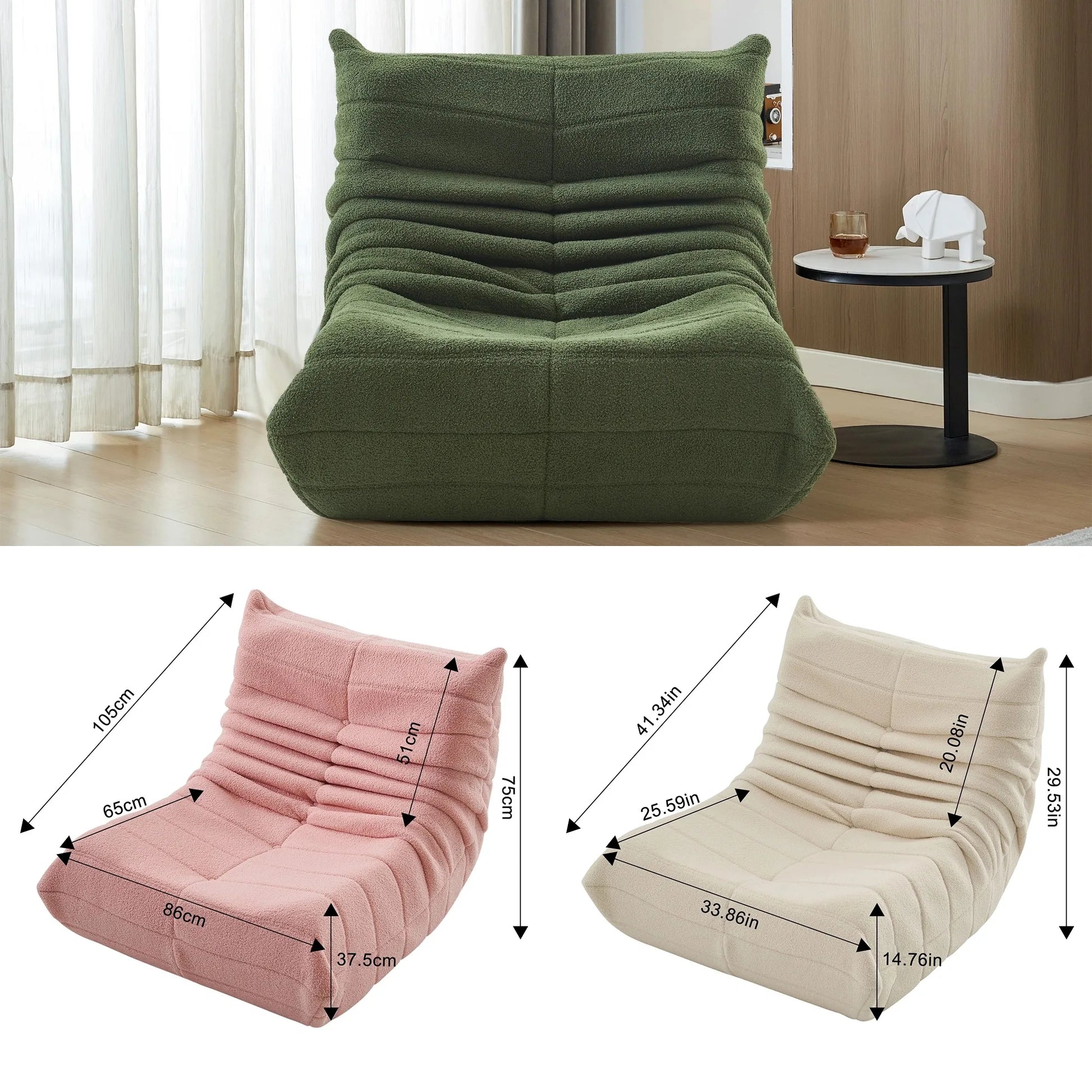 Kunstleer Reclinerstoel - 86x65x75cm, Beige & Groen & Rood