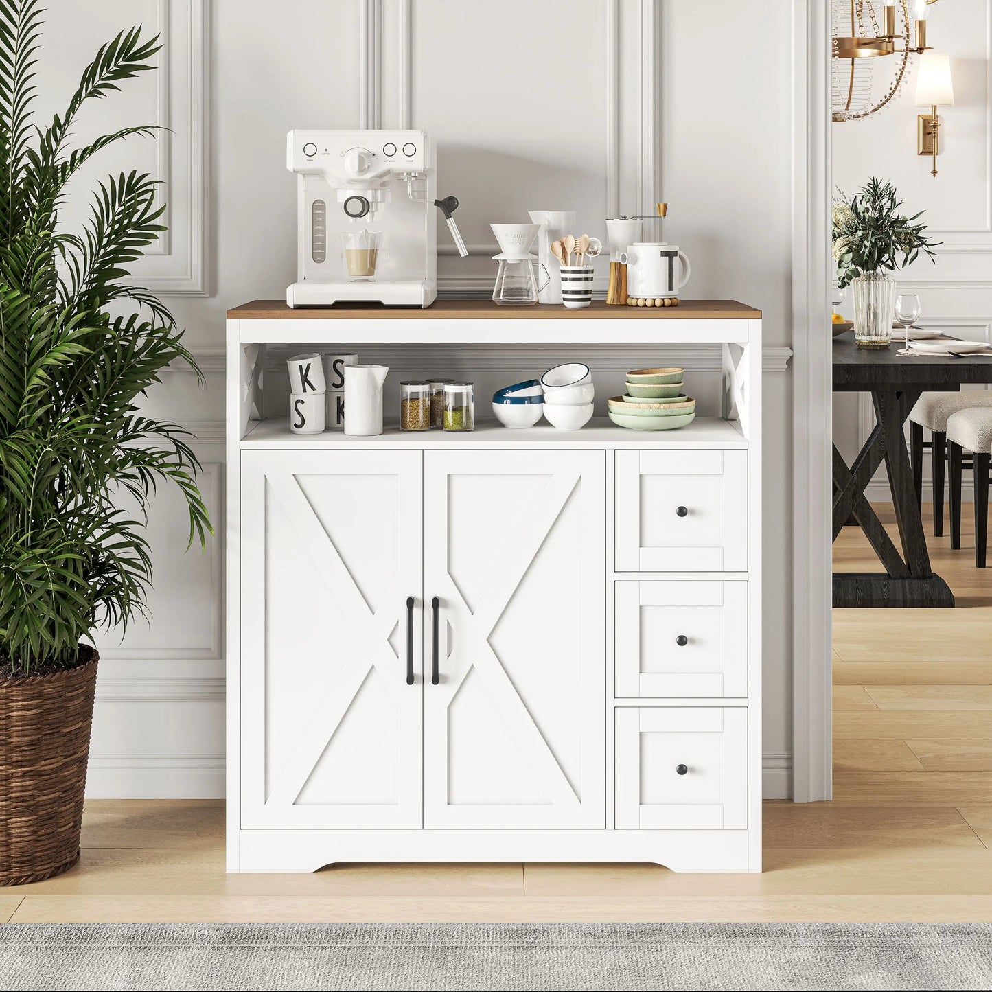 Houten Sideboard - Wit - 120x60x30cm