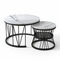 Metalen Frame Bijzettafelset - Marmerlook - 50x50cm, Wit