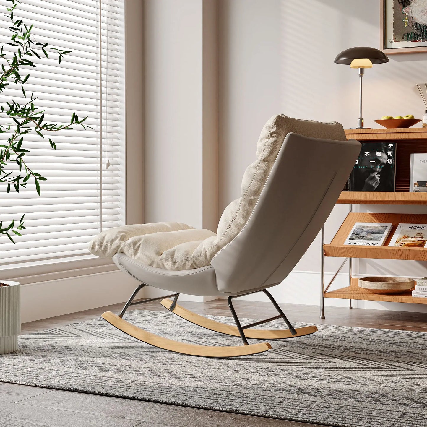 Rockingstoel - Leesstoel - Woonkamer - Slaapkamer - TV-Stoel - Beige