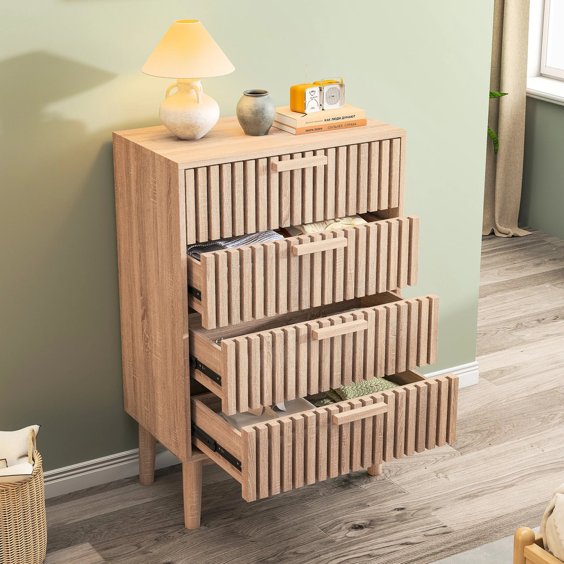 Anajqaqia Drawer Chest, Suitable for Living Room and Bedroom, Dimensions: 60x34x91 Cm / 100x34x73 Cm