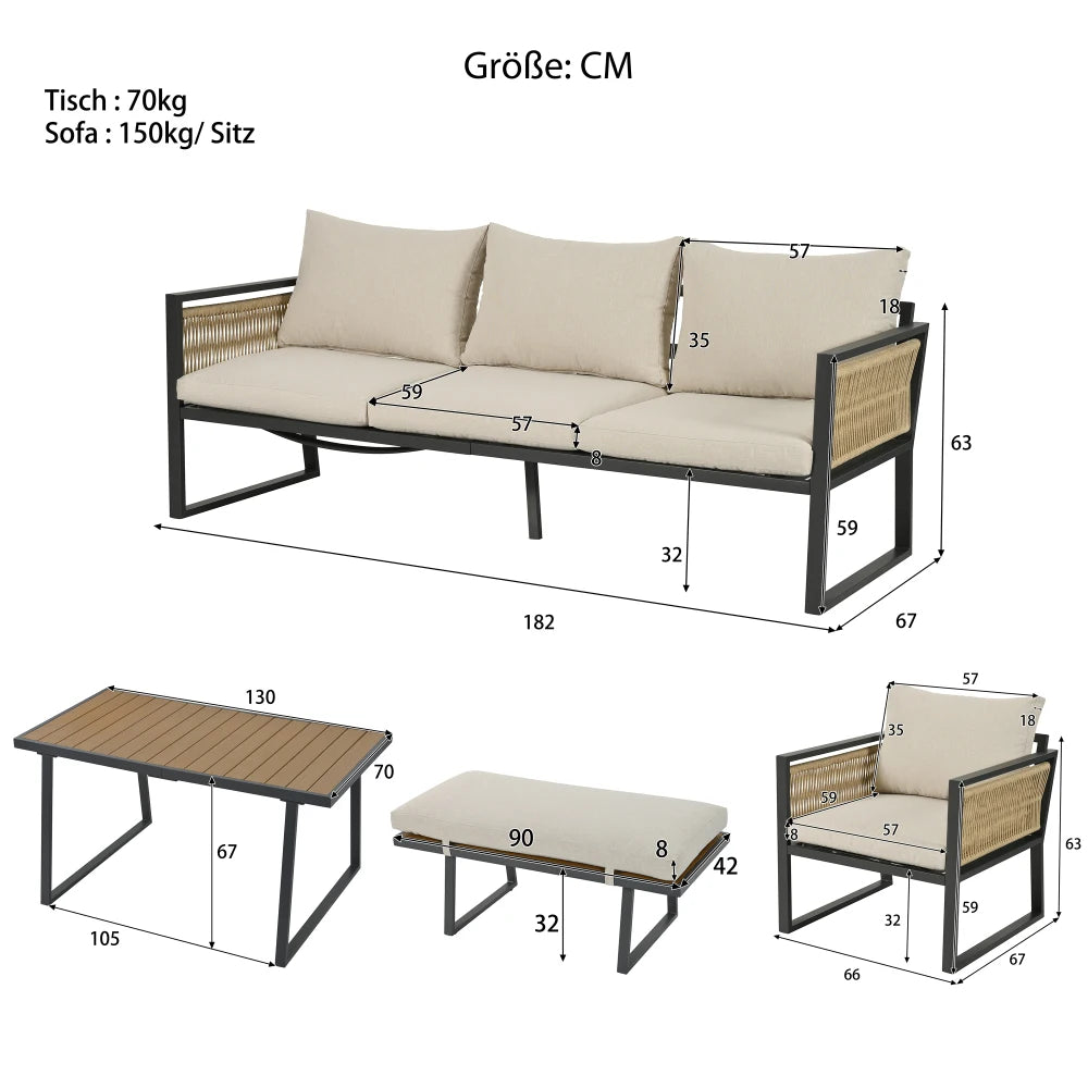 Tuinset - 6-persoons - Beige