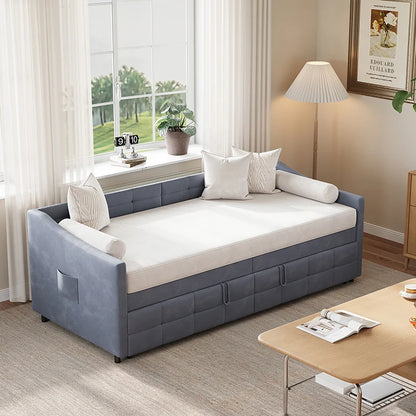 Kunstleer Extensieve Bankbed - 90x200cm - Grijs