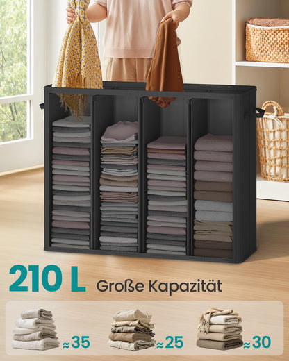 SONGMICS laundry basket with 4 compartments 210 L with lid 5 labels removable and washable inner bag laundry room
