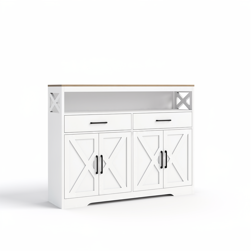 Dressoir - 2 Lades & 2 Deuren - Wit - Opbergruimte