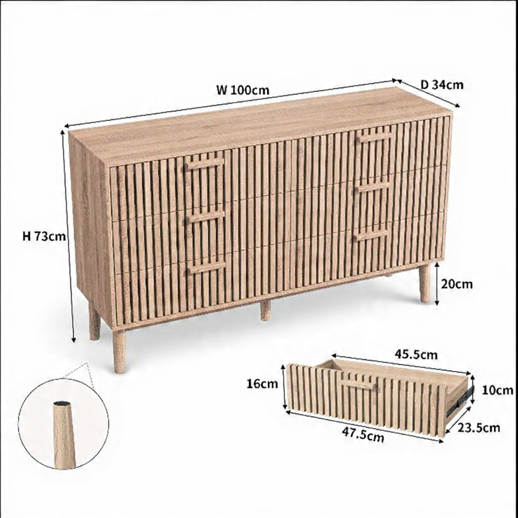 Houten Ladekast - 4 of 6 Laden - Houtlook of Walnoot, 60 × 34 × 91 cm / 100 × 34 × 73 cm