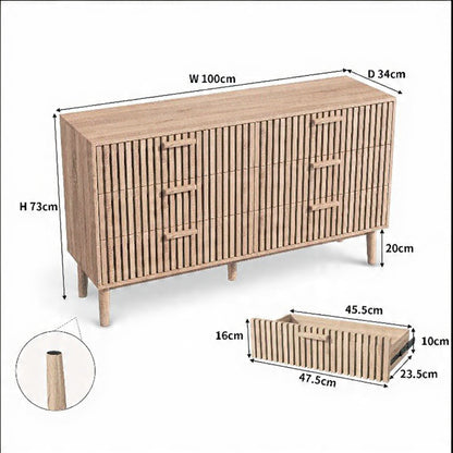 Houten Ladekast - 4 of 6 Laden - Houtlook of Walnoot, 60 × 34 × 91 cm / 100 × 34 × 73 cm