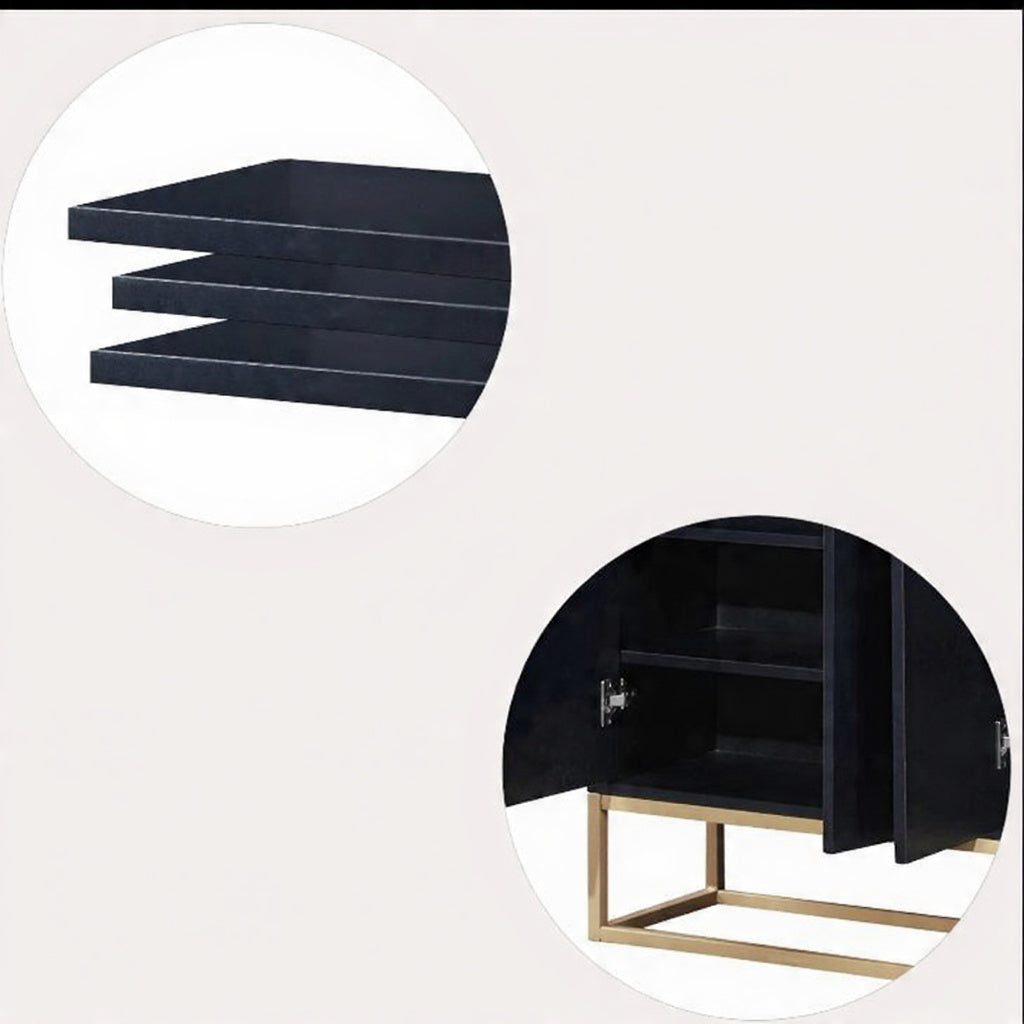 Houten Dressoir - 4 Deuren, Verstelbare Planken, 120 × 30 × 80 cm - Wit/Zwart