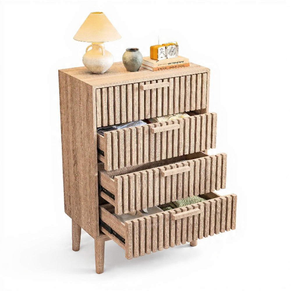 Houten Ladekast - 4 of 6 Laden - Houtlook/Walnoot, Moderne Opbergkast - 60 × 34 × 91 cm / 100 × 34 × 73 cm